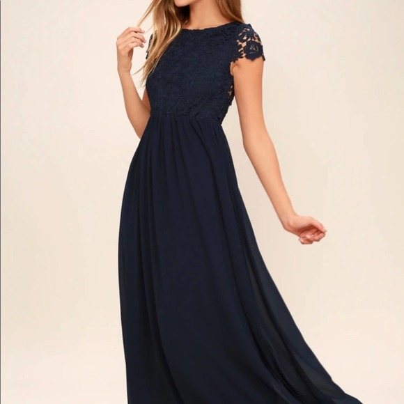 Lulu’s The Greatest Navy Blue Lace Maxi Dress Size: S - Picture 1 of 8